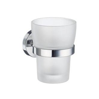 Smedbo HK343 Wall Mounted Frosted Glass Tumbler with Polished Chrome Holder from the Home Collection